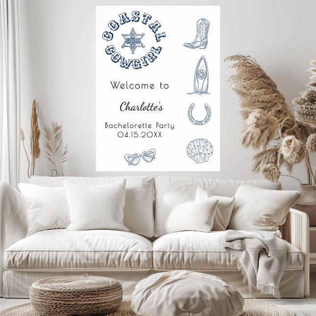 Coastal Cowgirl blue beach Bachelorette Party Poster (Creator Uploaded)