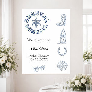 Coastal Cowgirl blue beach Bridal Shower Poster