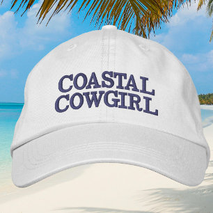 Coastal Cowgirl Blue Embroidered White Hat