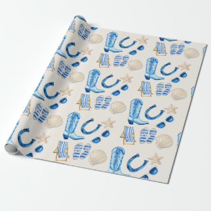 Coastal Cowgirl Blue Gift Wrapping Paper