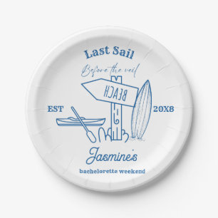 Coastal cowgirl Blue Ocean Bachelorette weekend Paper Plate