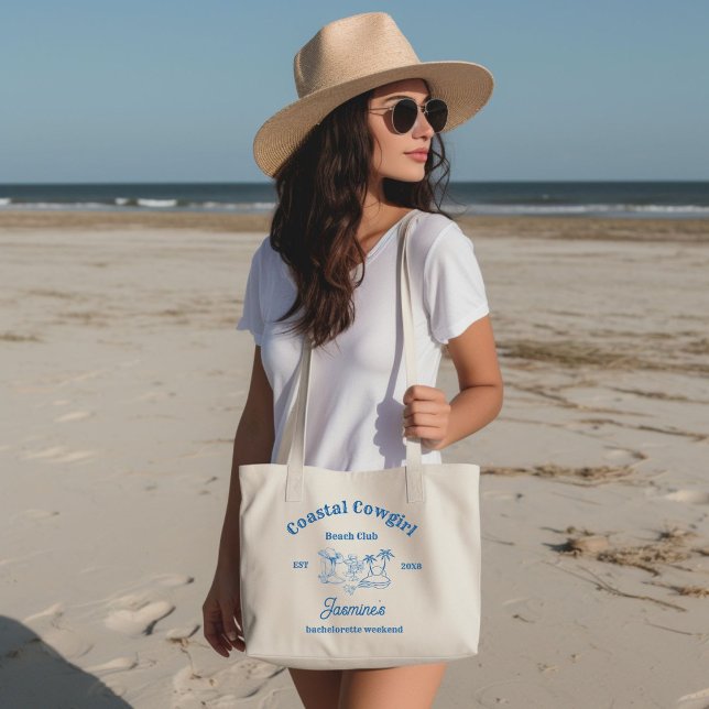 Coastal cowgirl Blue Ocean Bachelorette weekend Tote Bag (Creator Uploaded)