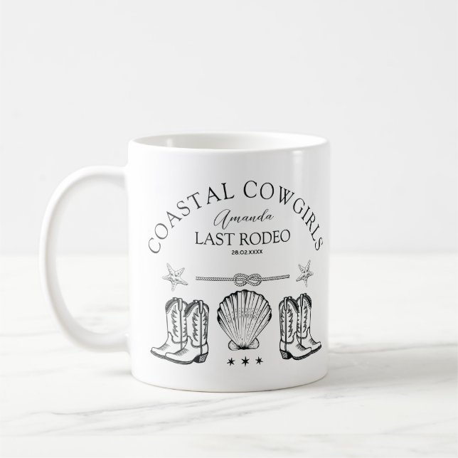 Coastal Cowgirl Boots Western Bachelorette Party Coffee Mug (Left)