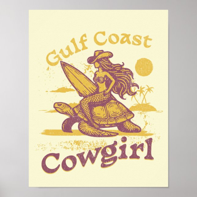 Coastal Cowgirl Mermaid Art Print Poster (Front)