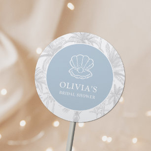 Coastal Cowgirl Modern Nautical Bridal Shower Classic Round Sticker