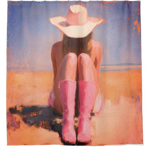 Coastal Cowgirl on Beach Shower Curtain