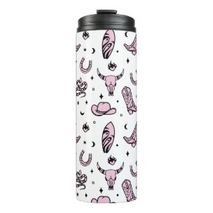 Coastal Cowgirl Pink Black Thermal Tumbler