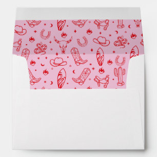 Coastal Cowgirl Pink Red Bachelorette Invitation Envelope