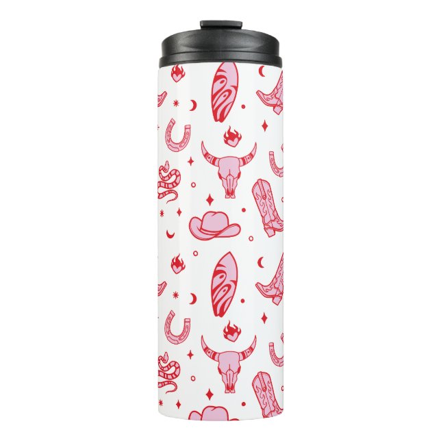 Coastal Cowgirl Pink White Thermal Tumbler (Front)