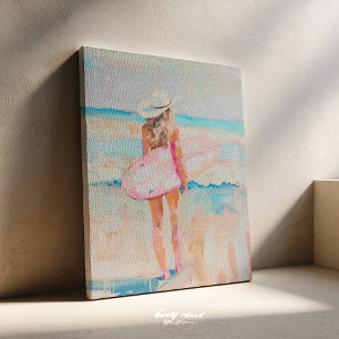 Coastal Cowgirl Surf Painting Canvas Print