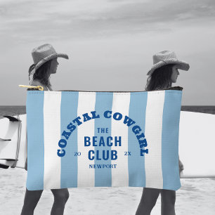 Coastal Cowgirl The Beach Club Blue Cabana Stripe Accessory Pouch