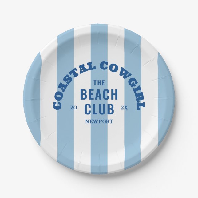Coastal Cowgirl The Beach Club Denim Blue  Paper Plate (Front)