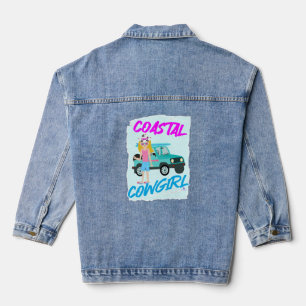 Coastal Cowgirl Trend Funny Design Art  Denim Jacket