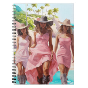 Coastal Cowgirl Trio in Colourful Pink Dresses Notebook