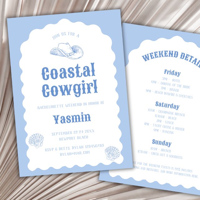 Coastal Cowgirl Wavy Nautical Bachelorette Weekend Invitation (Coastal Cowgirl Wavy Nautical Bachelorette Weekend Invitation)