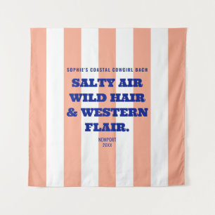 Coastal Cowgirl Western Flair Pink Cabana Stripe Tapestry