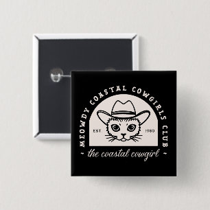 Coastal cowgirls squad black cat matching 15 cm square badge