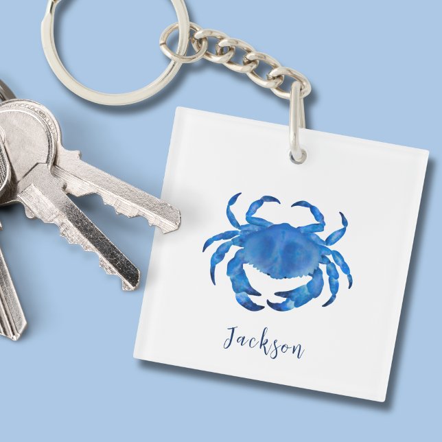 Coastal Crab blue Key Ring (Blue coastal crab personalzed keychain)