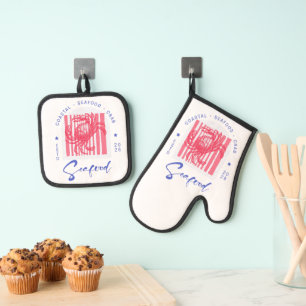 Coastal Crab Cloth Placemat Oven Mitt & Pot Holder Set