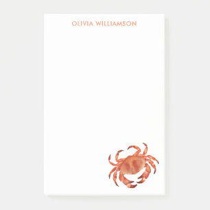 Coastal Crab Personalised Name Post-it Notes