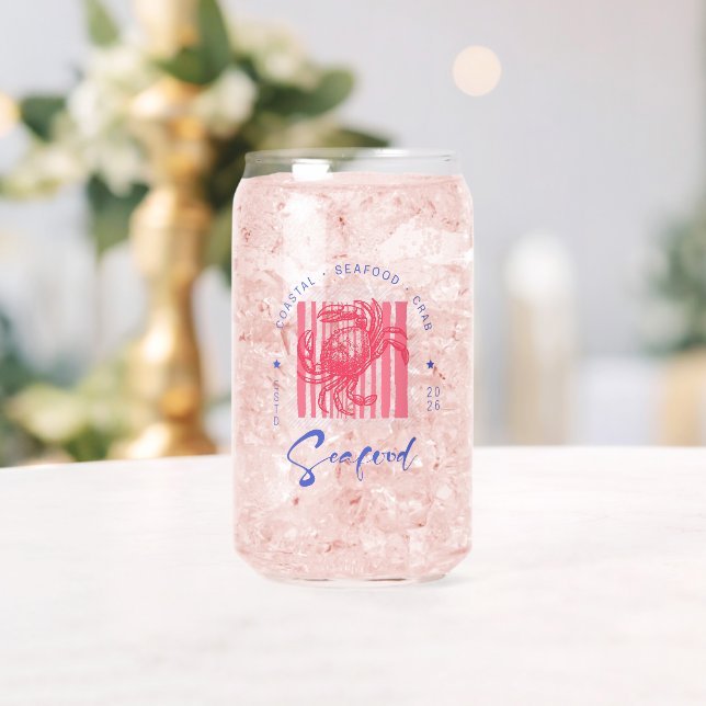 Coastal Crab Pink Can Glass (Insitu (Wedding))
