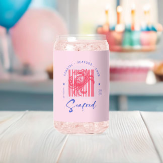 Coastal Crab Pink Can Glass