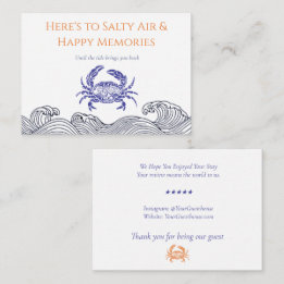 Coastal Crab Thank You Card for Airbnb Hosts