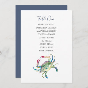 Coastal Crab Wedding Seating Chart Card