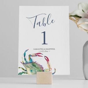 Coastal Crab Wedding Table Number