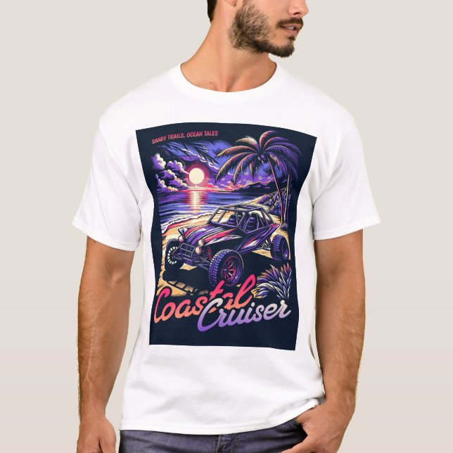 Coastal Cruiser Sunset Beach Buggy Retro Artwork T-Shirt (Front)