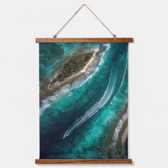 Coastal Currents Aerial Ocean View Art Hanging Tapestry (Front)