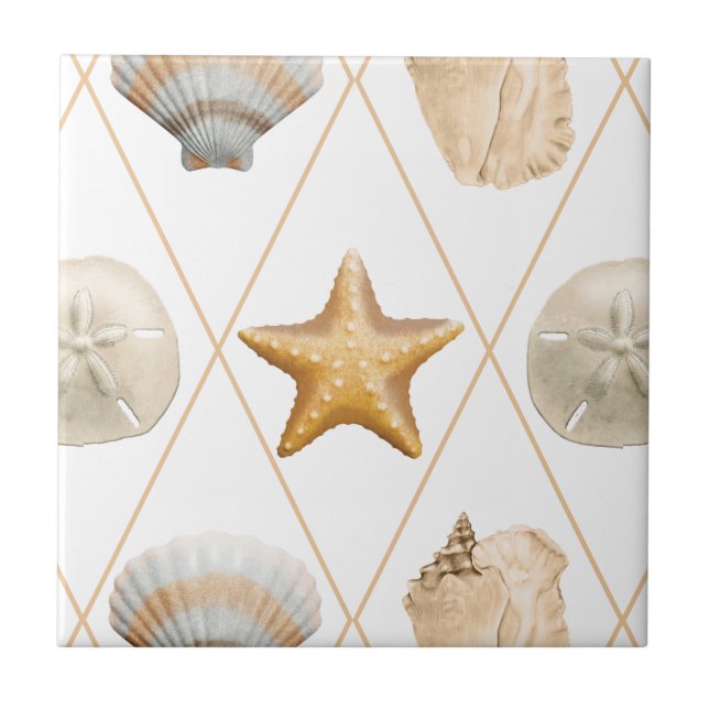 Coastal Decor Seashell Pattern Tile (Front)