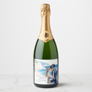 Coastal Destination Wedding Sparkling Wine Label