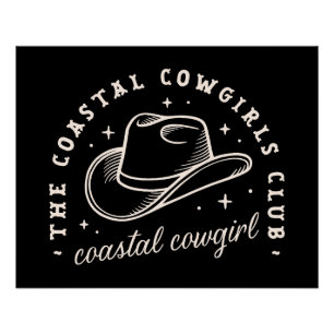 Coastal disco cosmic cowgirls black aesthetic poster