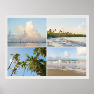 Coastal dreams, modern tropical photo collage poster