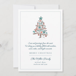 Coastal Driftwood Tree Beach Christmas Holiday Card