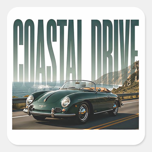 Coastal Drive Luxury Automotive Graphic Square Sticker (Front)