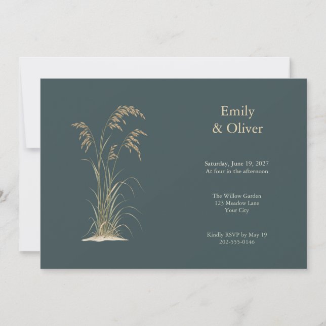 Coastal Dune Grass Wedding Invitation (Front)