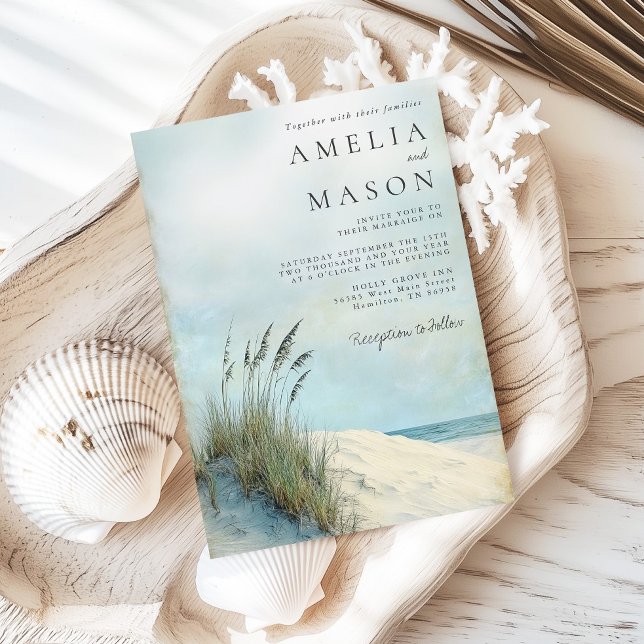 Coastal Dune Sea Grass Beach Wedding Invitation (Coastal Dune Sea Grass Beach Wedding Invitation)