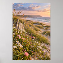 Coastal Dunes Wildflowers Sunset Beach Wall Art