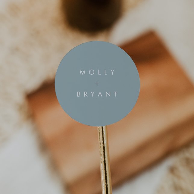 Coastal Dusty Aqua Wedding Favour Classic Round Sticker (Creator Uploaded)