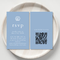 Coastal Dusty Blue Minimal QR Code Wedding RSVP 