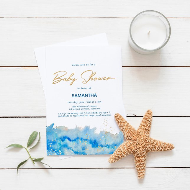 Coastal Elegance Watercolor Baby Shower Invitation (Creator Uploaded)