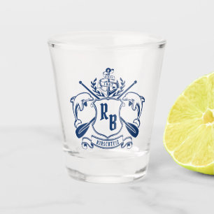 Coastal Emblem Dolphins Anchor Oar Shield Nautical Shot Glass