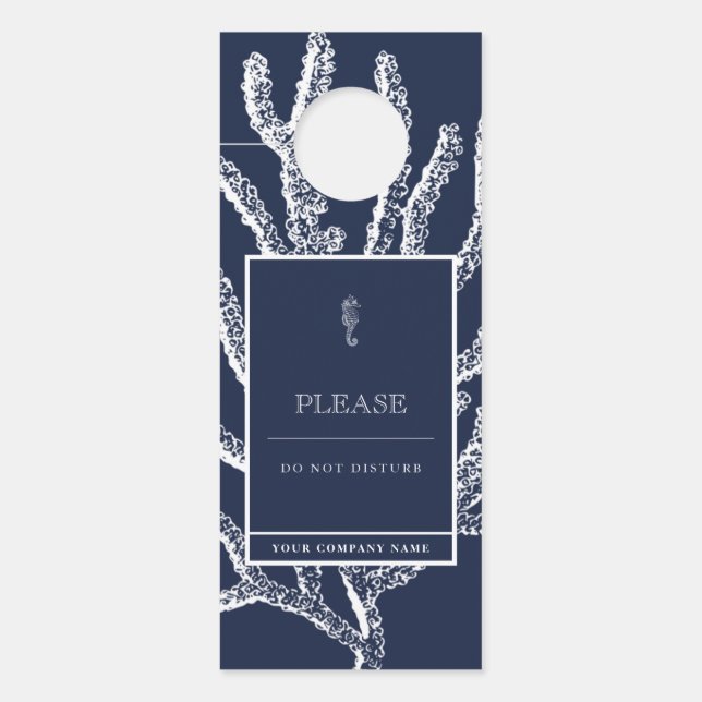 Coastal Escape: Nautical Seahorse & Coral Door Hanger (Front)