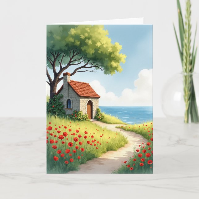 Coastal Fathers Day Cottage Card (Front)