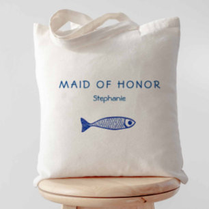 Coastal Fish Blue and White Wedding Party Tote Bag