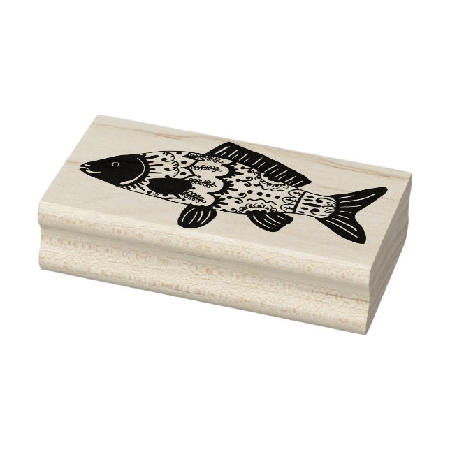 Coastal Floral Patterned Fish Rubber Stamp (Stamp)