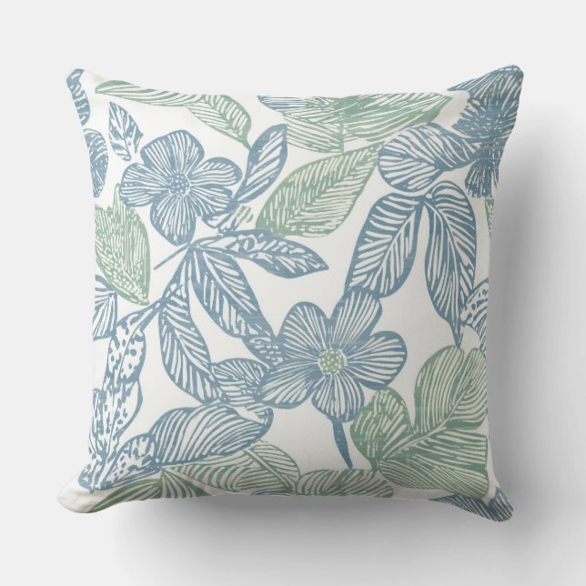 Coastal Floral Throw Pillow (Front)