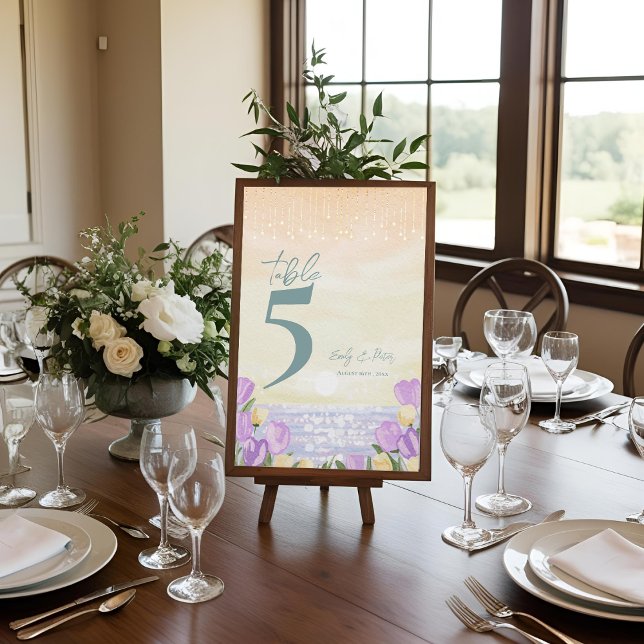Coastal Floral Wedding Reception Table Number (Coastal Floral Wedding Reception Table Number Card)